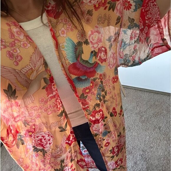 Bohemian Sheer Floral Kimono Robe - Picture 5 of 8